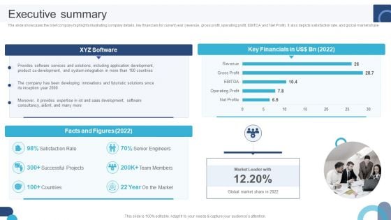 Digital Application Software Development Business Profile Executive Summary Structure PDF