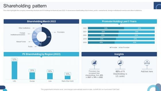 Digital Application Software Development Business Profile Shareholding Pattern Mockup PDF