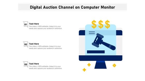 Digital Auction Channel On Computer Monitor Ppt PowerPoint Presentation Ideas PDF