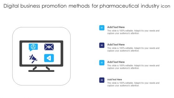 Digital Business Promotion Methods For Pharmaceutical Industry Icon Ppt Diagram Templates PDF