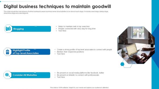 Digital Business Techniques To Maintain Goodwill Slides PDF