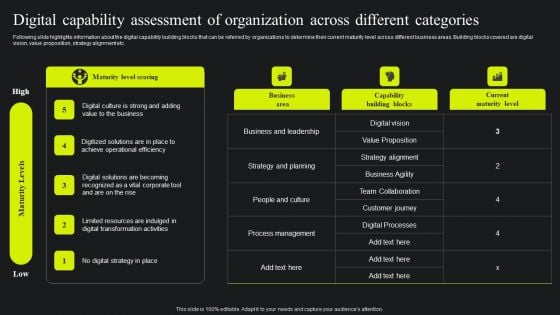 Digital Capability Assessment Of Organization Across Different Categories Structure PDF