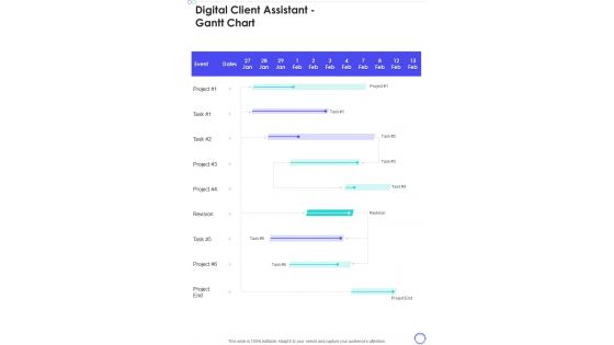 Digital Client Assistant Gantt Chart One Pager Sample Example Document