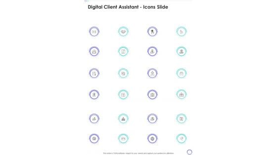 Digital Client Assistant Icons Slide One Pager Sample Example Document