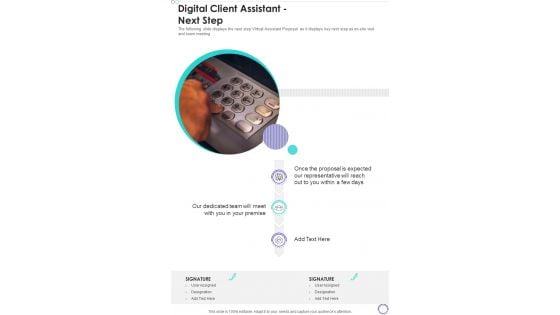 Digital Client Assistant Next Step One Pager Sample Example Document