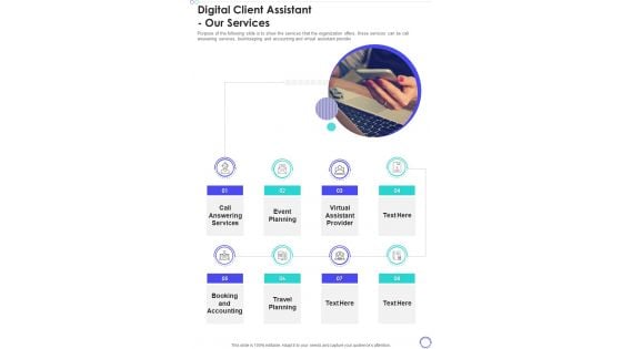 Digital Client Assistant Our Services One Pager Sample Example Document