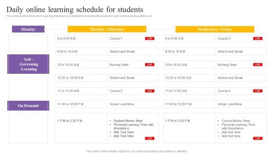 Digital Coaching And Learning Playbook Daily Online Learning Schedule For Students Summary PDF Digital Coaching And Learning Playbook Daily Online Learning Schedule For Students Summary PDF