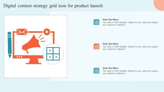 Digital Content Strategy Grid Icon For Product Launch Introduction PDF