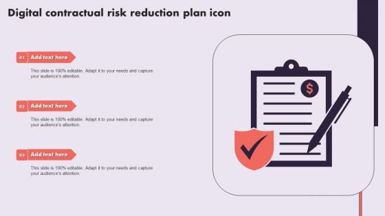 Digital Contractual Risk Reduction Plan Icon Demonstration PDF