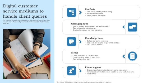 Digital Customer Service Mediums To Handle Client Queries Designs PDF