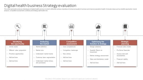Digital Health Business Strategy Evaluation Ppt Show Graphics Download PDF Digital Health Business Strategy Evaluation Ppt Show Graphics Download PDF