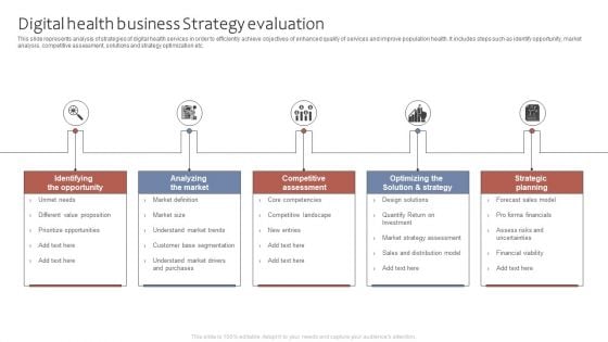 Digital Health Business Strategy Evaluation Ppt Show Graphics Download PDF