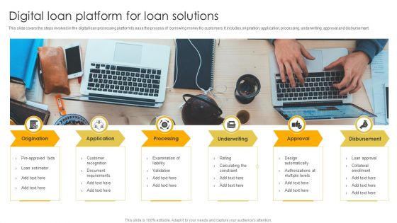 Digital Loan Platform For Loan Solutions Ppt Icon Ideas PDF