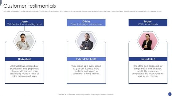 Digital Marketing Agency Business Profile Customer Testimonials Template PDF Digital Marketing Agency Business Profile Customer Testimonials Template PDF