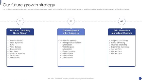 Digital Marketing Agency Business Profile Our Future Growth Strategy Introduction PDF Digital Marketing Agency Business Profile Our Future Growth Strategy Introduction PDF