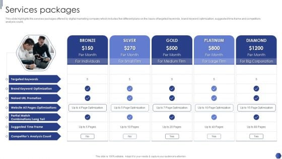 Digital Marketing Agency Business Profile Services Packages Sample PDF