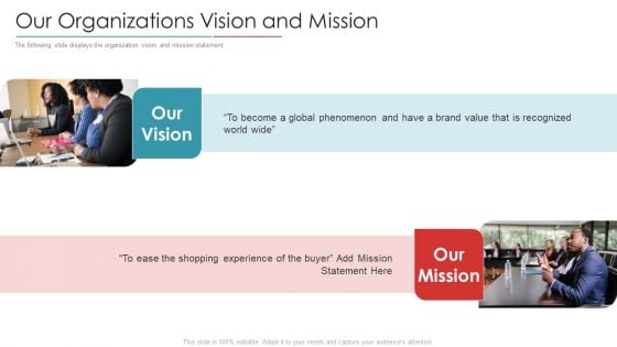 Digital Marketing Business Investor Funding Pitch Deck Our Organizations Vision And Mission Demonstration PDF