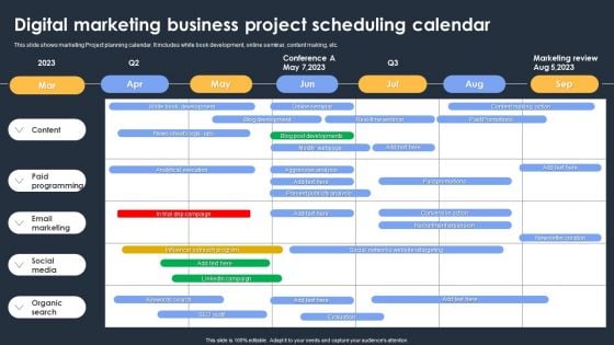 Digital Marketing Business Project Scheduling Calendar Structure PDF