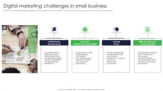 Digital Marketing Challenges In Small Business Ppt Infographic Template Portrait PDF