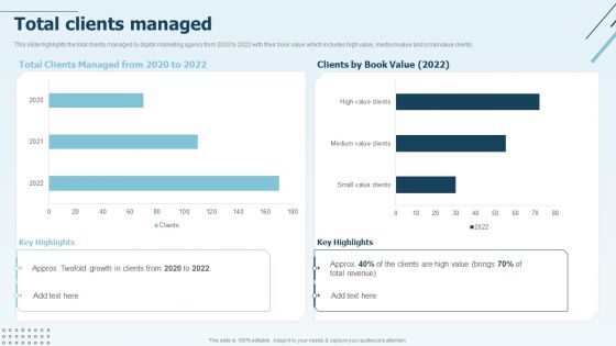 Digital Marketing Company Profile Total Clients Managed Formats PDF