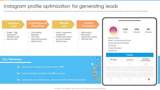 Digital Marketing Guide For B2B Firms Instagram Profile Optimization For Generating Leads Designs PDF