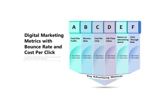 Digital Marketing Metrics With Bounce Rate And Cost Per Click Ppt PowerPoint Presentation File Infographics PDF