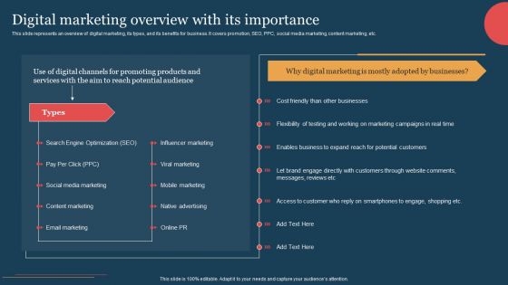 Digital Marketing Overview With Its Importance Slides PDF