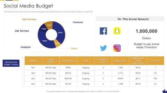 Digital Marketing Pitch Deck Social Media Budget Professional PDF