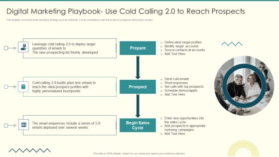 Digital Marketing Playbook Use Cold Calling 2 0 To Reach Prospects Background PDF