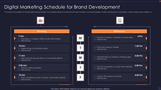 Digital Marketing Schedule For Brand Development Introduction PDF