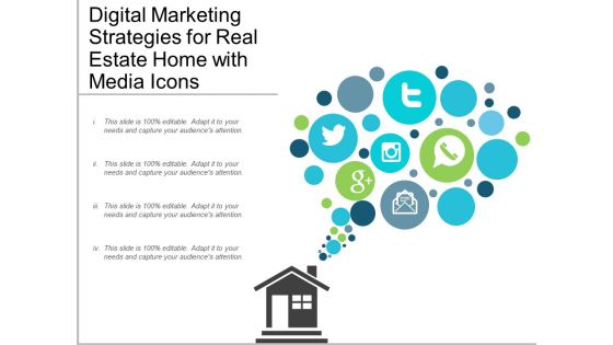 Digital Marketing Strategies For Real Estate Home With Media Icons Ppt PowerPoint Presentation Gallery Information