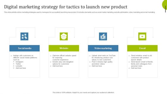 Digital Marketing Strategy For Tactics To Launch New Product Rules PDF