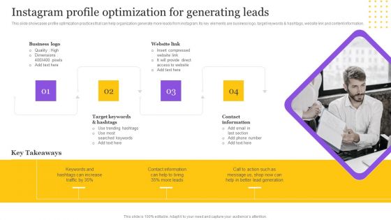 Digital Marketing Strategy Instagram Profile Optimization For Generating Leads Designs PDF