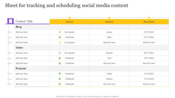 Digital Marketing Strategy Sheet For Tracking And Scheduling Social Media Content Infographics PDF Digital Marketing Strategy Sheet For Tracking And Scheduling Social Media Content Infographics PDF