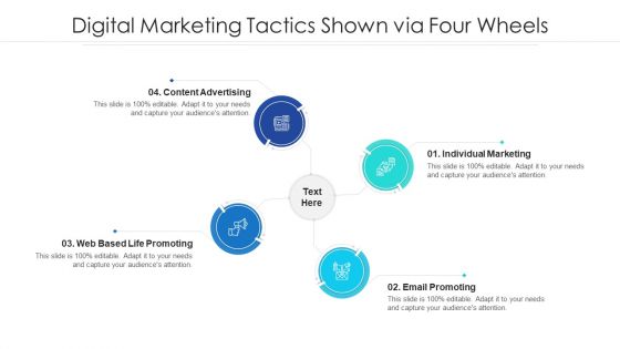 Digital Marketing Tactics Shown Via Four Wheels Ppt PowerPoint Presentation File Shapes PDF