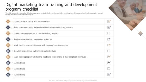 Digital Marketing Team Training And Development Program Checklist Microsoft PDF