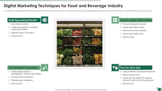 Digital Marketing Techniques For Food And Beverage Industry Demonstration PDF