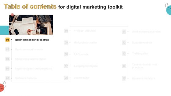 Digital Marketing Toolkit Table Of Contents Pictures PDF