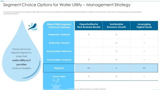 Digital Media Channels Segment Choice Options For Water Utility Management Strategy Themes PDF