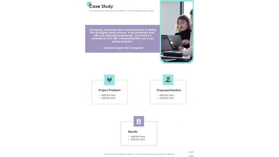 Digital Media Service Proposal Case Study One Pager Sample Example Document Digital Media Service Proposal Case Study One Pager Sample Example Document