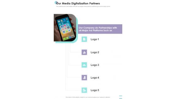 Digital Media Service Proposal Our Media Digitalization Partners One Pager Sample Example Document