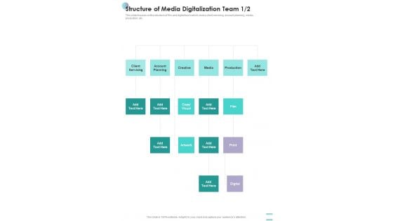 Digital Media Service Proposal Structure Of Media Digitalization Team One Pager Sample Example Document