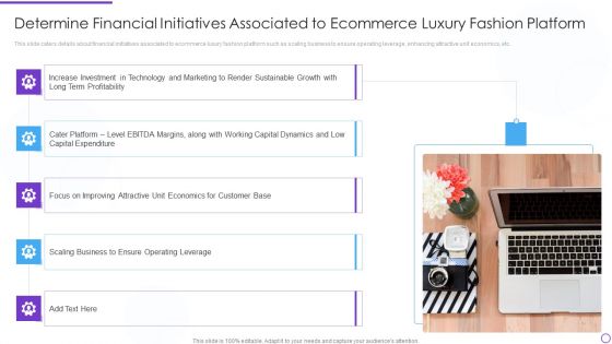 Digital Premium Fashion Platform Investor Financing Elevator Determine Financial Initiatives Associated Pictures PDF