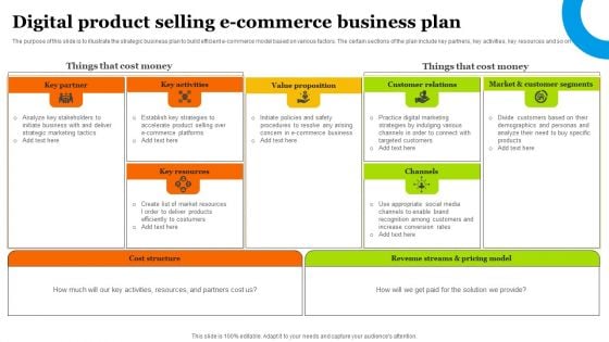 Digital Product Selling E Commerce Business Plan Designs PDF