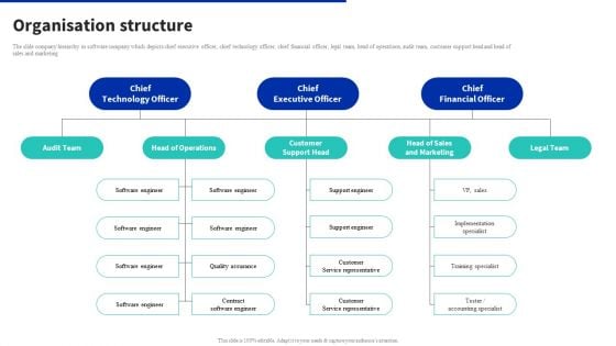 Digital Products Company Outline Organisation Structure Icons PDF