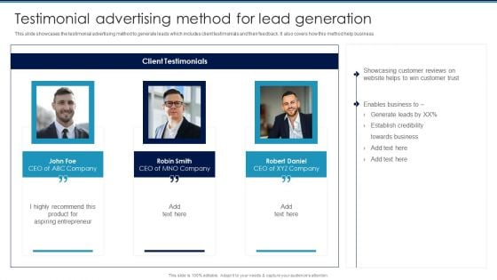 Digital Promotion To Communicate Marketing Testimonial Advertising Method For Lead Inspiration PDF Digital Promotion To Communicate Marketing Testimonial Advertising Method For Lead Inspiration PDF