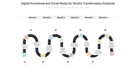 Digital Promotional And Social Media Six Months Transformation Roadmap Formats