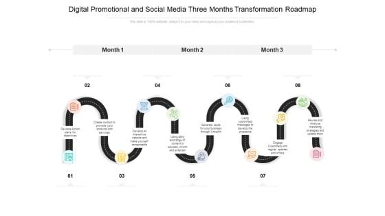 Digital Promotional And Social Media Three Months Transformation Roadmap Diagrams