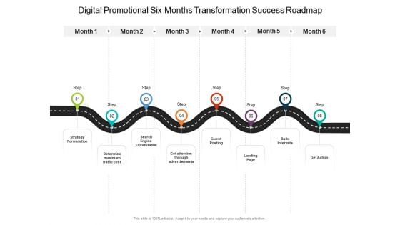 Digital Promotional Six Months Transformation Success Roadmap Template