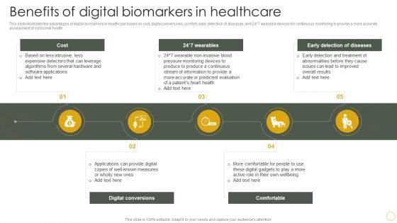 Digital Resilience Biomarker Technologies IT Benefits Of Digital Biomarkers In Healthcare Diagrams PDF